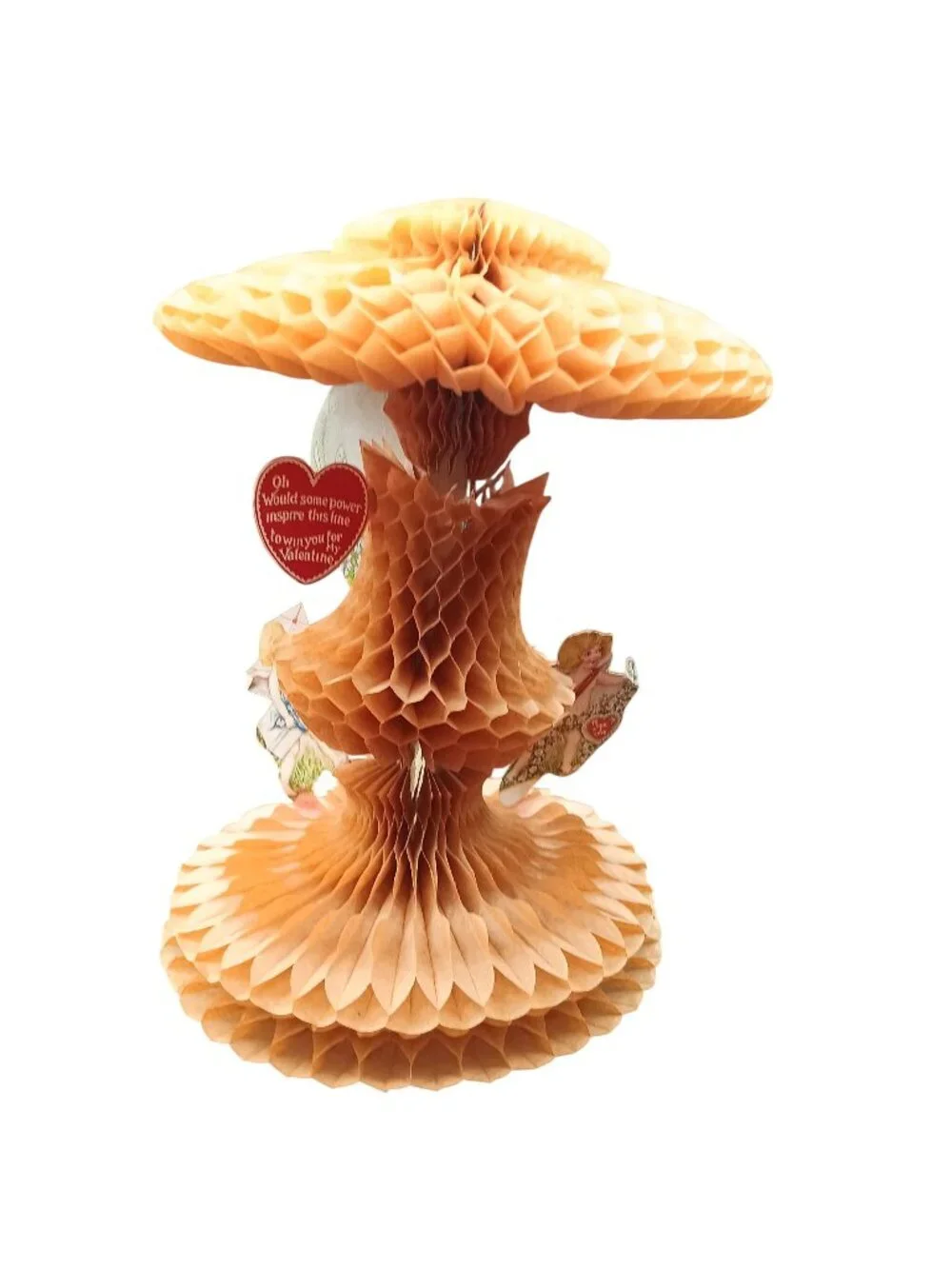 Large Vintage Honeycomb Valentine Card Decor Win You Angels Column